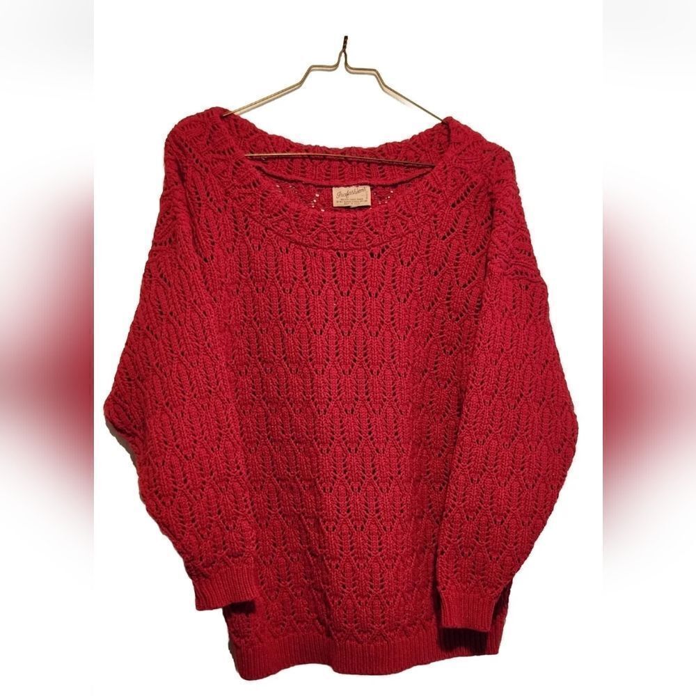 Vintage Trafashion M/L Knit Sweater Pink Made In USA Off Shoulder Style Warm 80s